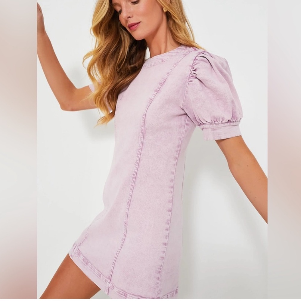 Hyacinth House NEW Purple Lilac Denim Juniper Puff Sleeve Mini Dress Size XL